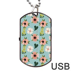 Illustration Flower White Pattern Floral Dog Tag Usb Flash (one Side) by Amaryn4rt