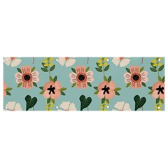 Illustration Flower White Pattern Floral Banner And Sign 9  X 3 