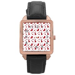 Christmas Template Advent Cap Rose Gold Leather Watch  by Amaryn4rt