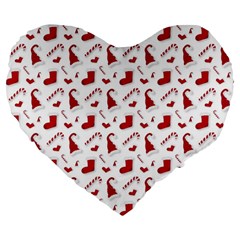 Christmas Template Advent Cap Large 19  Premium Flano Heart Shape Cushions by Amaryn4rt