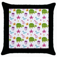 Turtles Animals Sea Life Throw Pillow Case (black) by Amaryn4rt