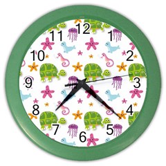 Turtles Animals Sea Life Color Wall Clock by Amaryn4rt