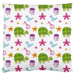 Turtles Animals Sea Life Large Cushion Case (one Side) by Amaryn4rt