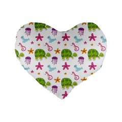 Turtles Animals Sea Life Standard 16  Premium Heart Shape Cushions by Amaryn4rt