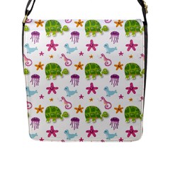 Turtles Animals Sea Life Flap Closure Messenger Bag (l) by Amaryn4rt