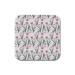 Illustration Flower Floral Design Pattern Rubber Square Coaster (4 Pack) by Amaryn4rt