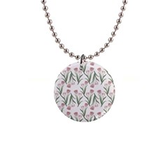 Illustration Flower Floral Design Pattern 1  Button Necklace by Amaryn4rt