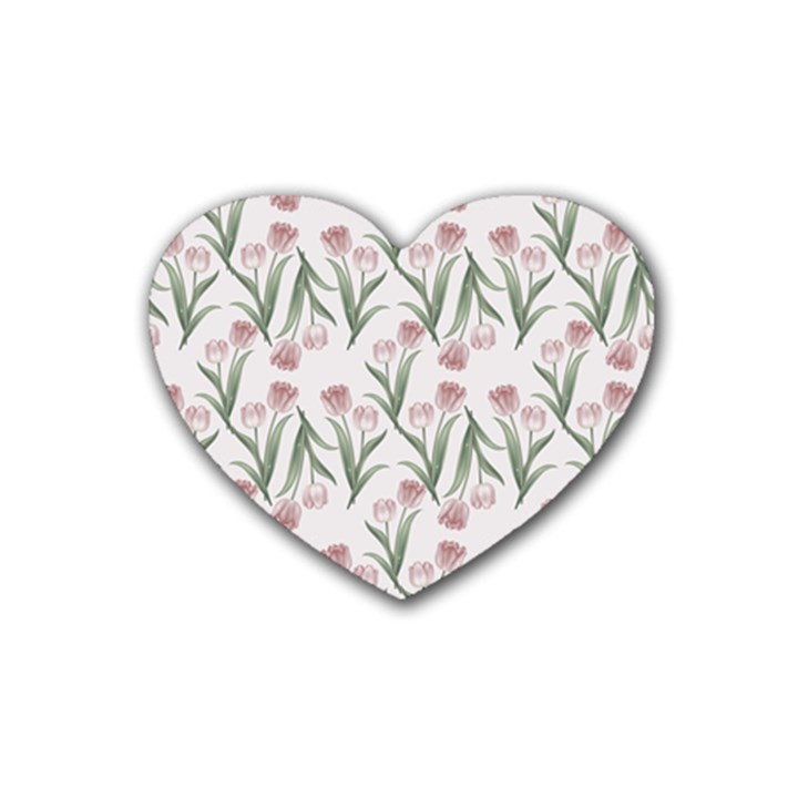 Illustration Flower Floral Design Pattern Rubber Heart Coaster (4 pack)