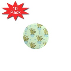 Background Pattern Green Cactus Flora 1  Mini Magnet (10 Pack)  by Amaryn4rt