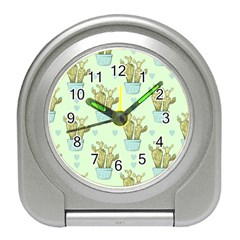 Background Pattern Green Cactus Flora Travel Alarm Clock by Amaryn4rt