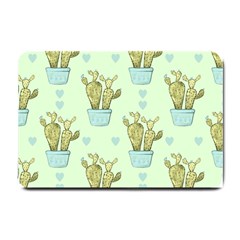 Background Pattern Green Cactus Flora Small Doormat  by Amaryn4rt