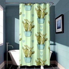 Background Pattern Green Cactus Flora Shower Curtain 36  X 72  (stall)  by Amaryn4rt