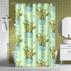 Background Pattern Green Cactus Flora Shower Curtain 48  X 72  (small)  by Amaryn4rt