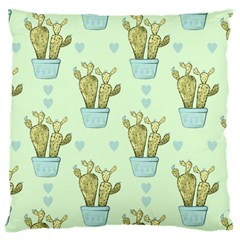 Background Pattern Green Cactus Flora Large Cushion Case (two Sides) by Amaryn4rt