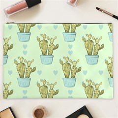 Background Pattern Green Cactus Flora Cosmetic Bag (xxl) by Amaryn4rt