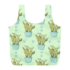 Background Pattern Green Cactus Flora Full Print Recycle Bag (l) by Amaryn4rt