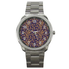 Pattern Illustration Spiral Pattern Texture Fractal Sport Metal Watch by Amaryn4rt