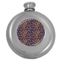 Pattern Illustration Spiral Pattern Texture Fractal Round Hip Flask (5 Oz) by Amaryn4rt