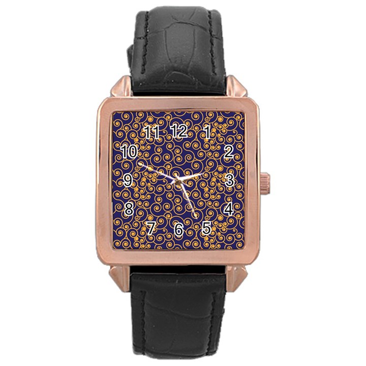 Pattern Illustration Spiral Pattern Texture Fractal Rose Gold Leather Watch 