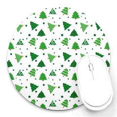 Christmas Trees Pattern Design Pattern Round Mousepads by Amaryn4rt