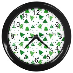 Christmas Trees Pattern Design Pattern Wall Clock (black) by Amaryn4rt