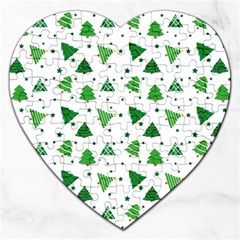 Christmas Trees Pattern Design Pattern Jigsaw Puzzle (heart) by Amaryn4rt