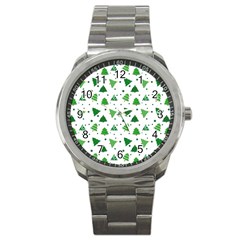 Christmas Trees Pattern Design Pattern Sport Metal Watch by Amaryn4rt