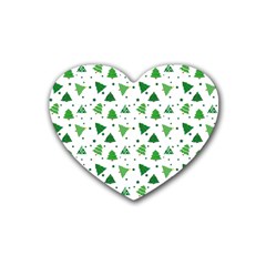 Christmas Trees Pattern Design Pattern Rubber Coaster (heart) by Amaryn4rt