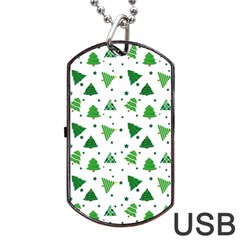 Christmas Trees Pattern Design Pattern Dog Tag Usb Flash (two Sides) by Amaryn4rt