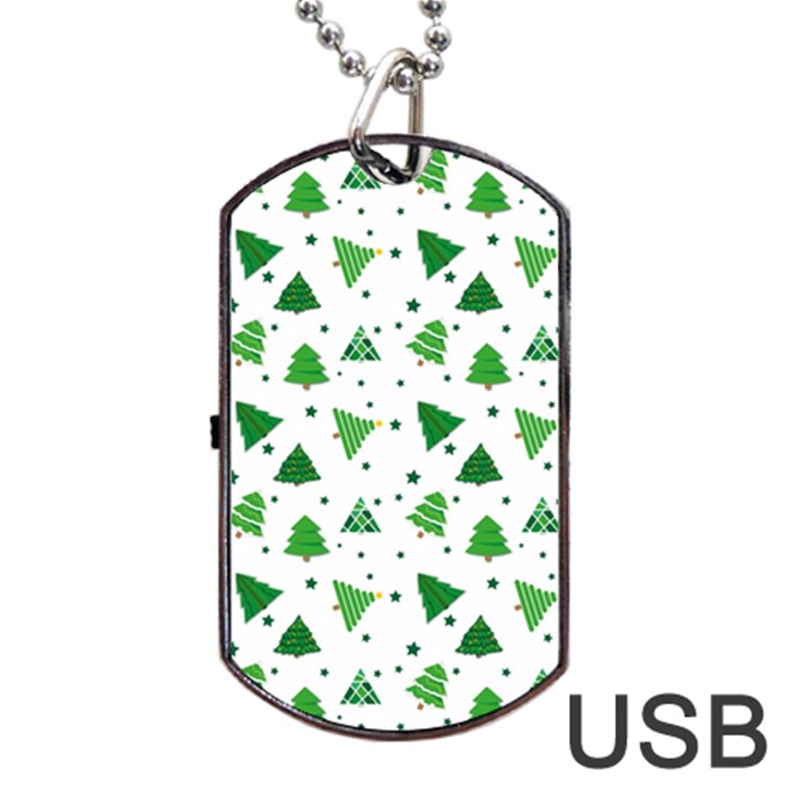 Christmas Trees Pattern Design Pattern Dog Tag USB Flash (Two Sides)