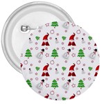 Santa Claus Snowman Christmas Xmas 3  Buttons Front