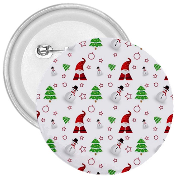 Santa Claus Snowman Christmas Xmas 3  Buttons