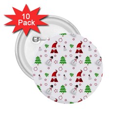 Santa Claus Snowman Christmas Xmas 2 25  Buttons (10 Pack)  by Amaryn4rt