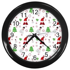 Santa Claus Snowman Christmas Xmas Wall Clock (black)