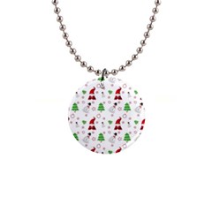 Santa Claus Snowman Christmas Xmas 1  Button Necklace by Amaryn4rt