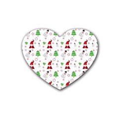 Santa Claus Snowman Christmas Xmas Rubber Coaster (heart)