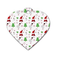 Santa Claus Snowman Christmas Xmas Dog Tag Heart (one Side)