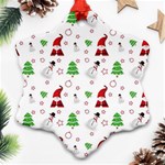 Santa Claus Snowman Christmas Xmas Snowflake Ornament (Two Sides) Front