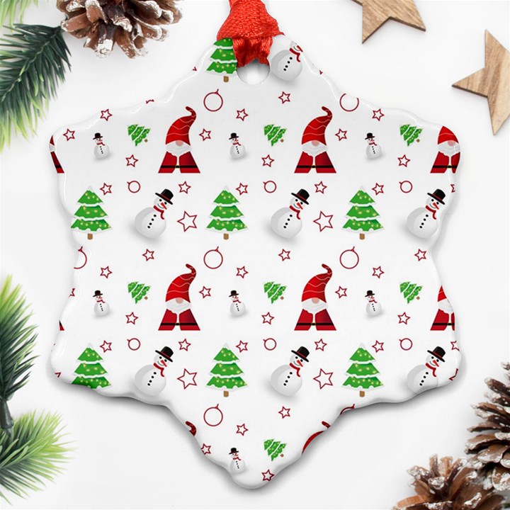 Santa Claus Snowman Christmas Xmas Snowflake Ornament (Two Sides)