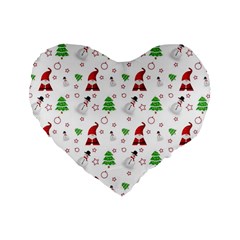 Santa Claus Snowman Christmas Xmas Standard 16  Premium Heart Shape Cushions