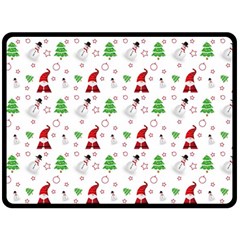 Santa Claus Snowman Christmas Xmas Double Sided Fleece Blanket (large) 