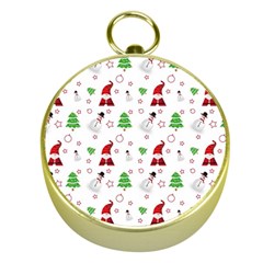 Santa Claus Snowman Christmas Xmas Gold Compasses