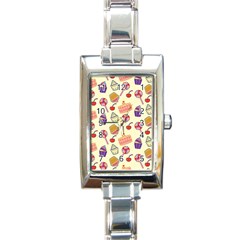 Food Illustration Cupcake Pattern Lollipop Rectangle Italian Charm Watch by Amaryn4rt