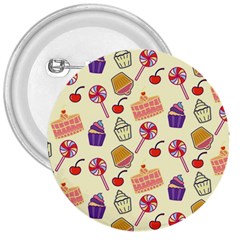 Food Illustration Cupcake Pattern Lollipop 3  Buttons by Amaryn4rt