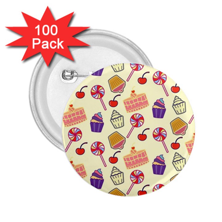 Food Illustration Cupcake Pattern Lollipop 2.25  Buttons (100 pack) 