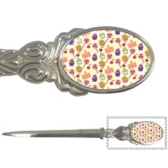 Food Illustration Cupcake Pattern Lollipop Letter Opener by Amaryn4rt