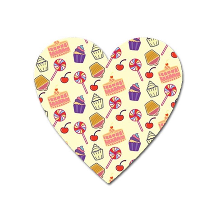 Food Illustration Cupcake Pattern Lollipop Heart Magnet