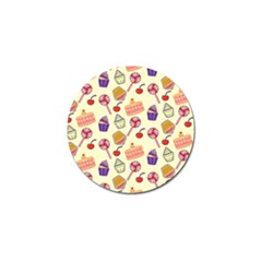 Food Illustration Cupcake Pattern Lollipop Golf Ball Marker by Amaryn4rt