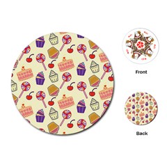 Food Illustration Cupcake Pattern Lollipop Playing Cards Single Design (round) by Amaryn4rt