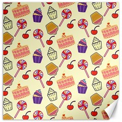 Food Illustration Cupcake Pattern Lollipop Canvas 12  X 12  by Amaryn4rt